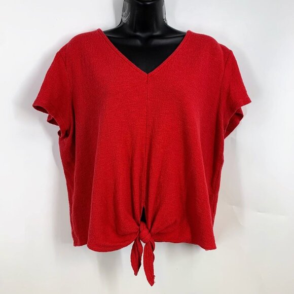 Madewell Texture & Thread Women's V-Neck Cotton Modern Tie-Front Top Size XL - Picture 1 of 11